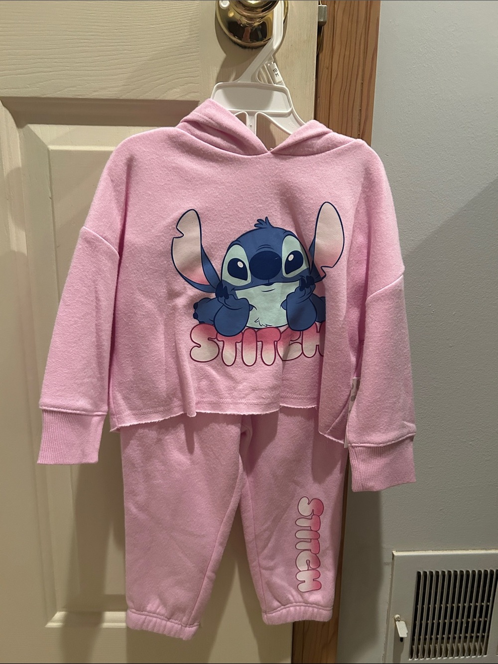 NWTs Toddlers 18 month Pink Stitch Hooded Kids 2 piece set